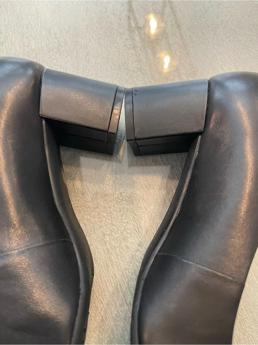Alex Marie Black Square-Toe Leather Pumps